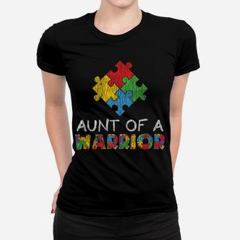 Autism Awareness Aunt Of A Warrior Autistic Kids Awareness Women T-shirt | Crazezy
