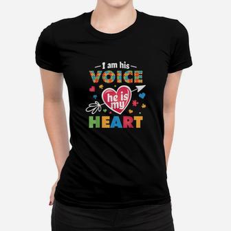 Autism Mom Mother Mama He Is My Heart Puzzle Piece Women T-shirt - Monsterry