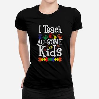Autism Teacher Puzzle Piece Students Womens Autistic Teach Women T-shirt | Crazezy CA
