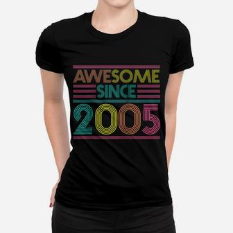 Awesome Since 2005 16Th Birthday Gifts 16 Years Old Raglan Baseball Tee Women T-shirt | Crazezy