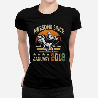 Awesome Since January 2018 Dinosaur 3Rd Birthday Gift Boy Women T-shirt | Crazezy