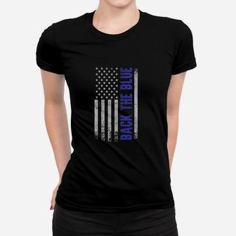 Back The Blue American Flag Women T-shirt | Crazezy