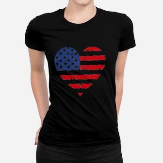 Bangely American Flag Heart Women T-shirt | Crazezy CA