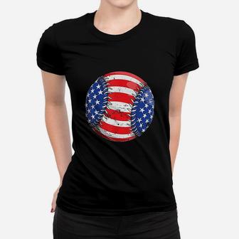 Baseball American Flag Women T-shirt | Crazezy