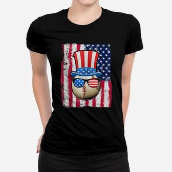 Baseball Ball American Flag 4Th Of July Women T-shirt - Monsterry