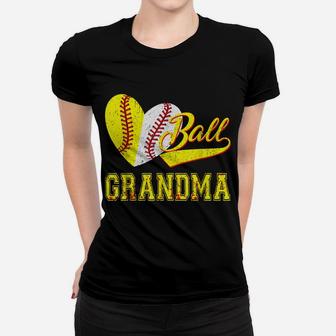 Baseball Softball Ball Heart Grandma Shirt Mother's Day Gift Women T-shirt | Crazezy UK