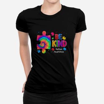 Be Kind Puzzle Pieces Tie Dye Cute Awareness Boy Kids Women T-shirt | Crazezy