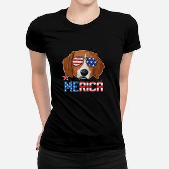 Beagle 4Th Of July Merica Sunglasses Usa American Flag Women T-shirt - Monsterry
