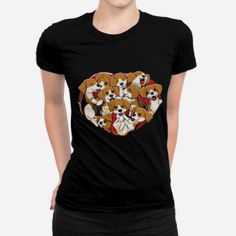 Beagle Heart Shape Dog Lovers Valentines Day Women T-shirt - Monsterry