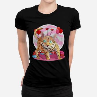 Bengal Cat Heart Valentine Day Women T-shirt - Monsterry