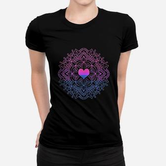 Bi Flag Heart Mandala Women T-shirt | Crazezy