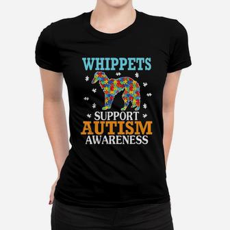Big Puzzle Heart Whippet Support Autism Awareness Women T-shirt - Monsterry UK