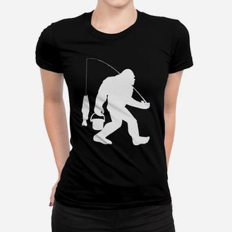 Bigfoot Fishing Shirt Funny Sasquatch And Fish Women T-shirt - Thegiftio UK
