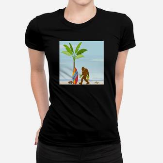 Bigfoot On Vacation Shirt Cruise Ship Palm Tree Surf Board Women T-shirt - Thegiftio UK