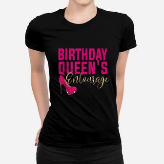 Birthday Queens Squad Matching Party Bestie Pink Shoe Women T-shirt | Crazezy
