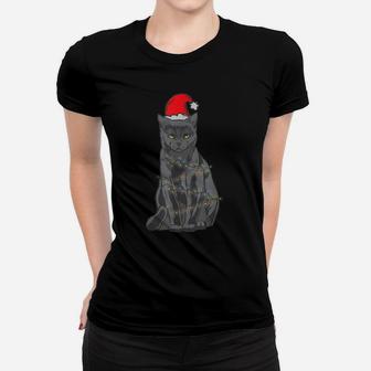 Black Cat I Christmas Light I Funny Cat Gift Christmas Women T-shirt | Crazezy DE