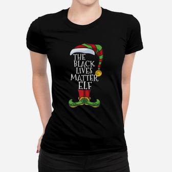 Black Lives Matter Elf Family Matching Christmas Fun Pajama Women T-shirt | Crazezy
