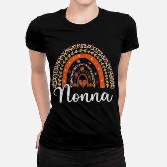 Blessed Nonna Funny Pumpkin Leopard Boho Rainbow Women T-shirt | Crazezy
