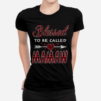 Blessed To Be Called Mamaw -Buffalo Plaid Grandma Christmas Women T-shirt | Crazezy