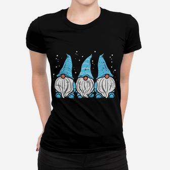 Blue Three Nordic Gnomes Tomte Swedish Christmas Xmas Gift Women T-shirt | Crazezy DE