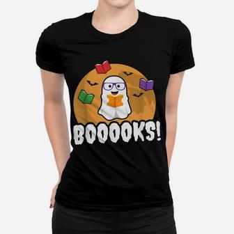 Booooks Ghost T Shirt Boo Read Books Library Gift Funny Women T-shirt | Crazezy