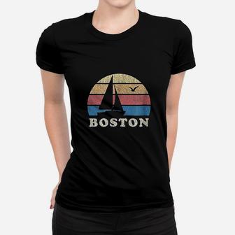 Boston Ma Vintage Sailboat 70S Throwback Sunset Women T-shirt | Crazezy CA