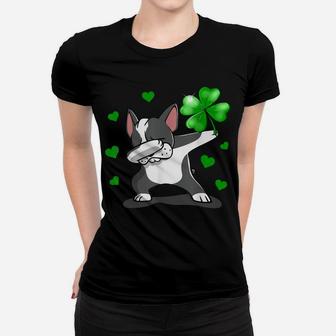 Boston Terrier Dabbing Lucky Irish Shamrock Women T-shirt | Crazezy
