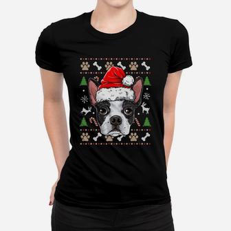 Boston Terrier Ugly Christmas Dog Santa Hat Xmas Boys Kids Women T-shirt | Crazezy AU