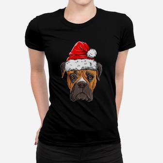 Boxer Christmas Dog Santa Hat Xmas Boys Kids Girls Gifts Women T-shirt | Crazezy