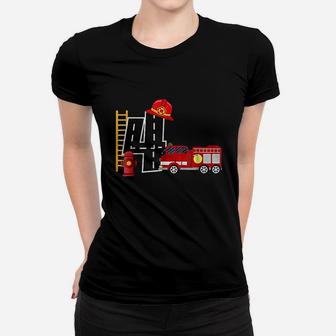 Boys 4 Year Old Fire Truck Birthday Women T-shirt | Crazezy AU