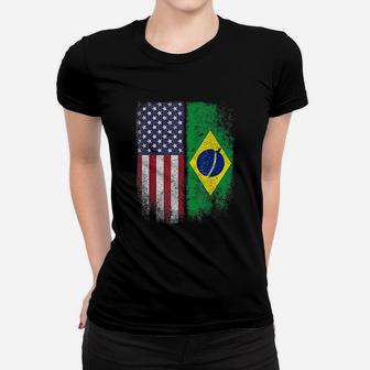 Brazil Usa Flag Brazilian American Women T-shirt | Crazezy DE