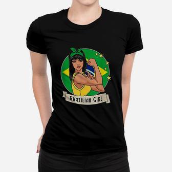 Brazilian Girl Brazil Flag Women T-shirt | Crazezy