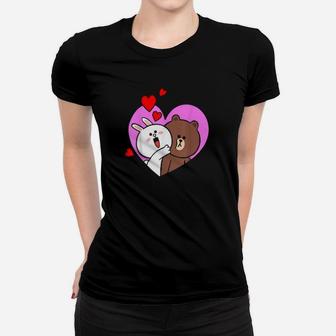 Brown Bear Cony Bunny 4Ever In My Heart Valentines Couples Women T-shirt - Monsterry
