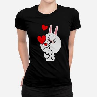 Brown Bear Cony Bunny Rabbit Kisses For You Valentines Women T-shirt - Monsterry CA