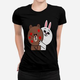 Brown Bear Cony Bunny Rabbit Shower Me With Love Valentines Women T-shirt - Monsterry AU