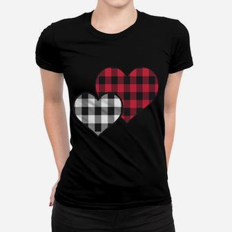 Buffalo Plaid Valentine Hearts Valentines Day Women T-shirt | Crazezy DE