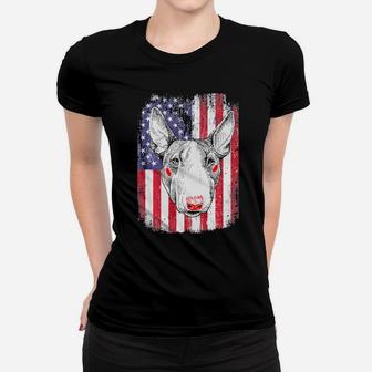 Bull Terrier American Flag 4Th Of July Dog Lover Gift Women T-shirt - Monsterry