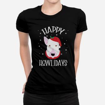 Bull Terrier Santa Hat Dog Face Women T-shirt - Monsterry DE