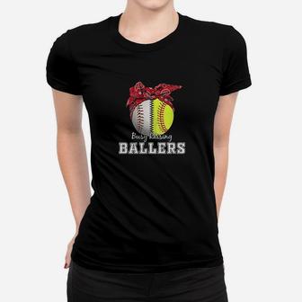 Busy Raising Ballers Softball Baseball Baseball Mom Women T-shirt | Crazezy AU