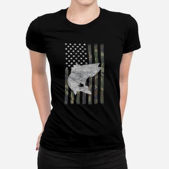 Camouflage Flag Walleye Fishing Angler Women T-shirt - Thegiftio