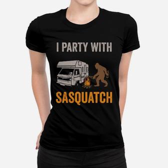 Camping Party With Sasquash Ourdoor Rv Adventure Women T-shirt - Monsterry
