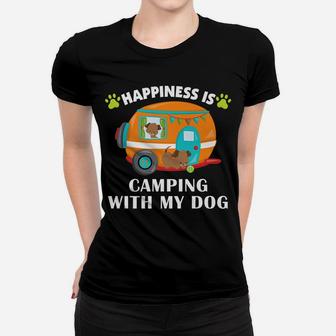 Camping With My Dog Camper Fishing Hunting Campfire Women T-shirt | Crazezy CA