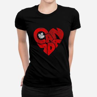 Canada Flag Heart Canadian Roots Americans Love Maple Women T-shirt | Crazezy