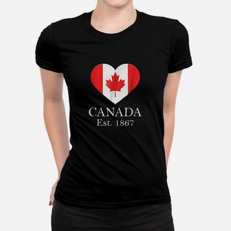 Canadian Maple Leaf Heart Flag Canada 150 Years Women T-shirt | Crazezy