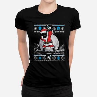 Cane Corso Dog Wearing Santa Claus Outfits Dab Dance Women T-shirt - Monsterry