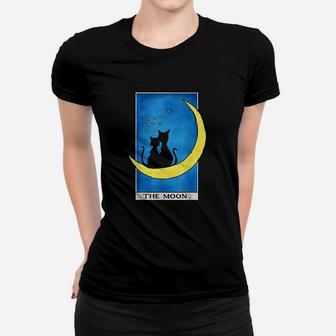 Cat And Moon Tarot With Two Cats And Crescent Moon Women T-shirt | Crazezy