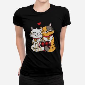 Cat Couple In Love Valentine Gift Happy Valentines Day Women T-shirt - Seseable