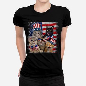 Cat Happy Freedom Day Cat Lovers Cat Moms 4Th July American Women T-shirt | Crazezy DE