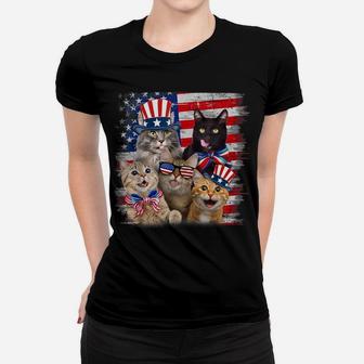Cat Happy Freedom Day Cat Lovers Cat Moms 4Th July American Women T-shirt | Crazezy