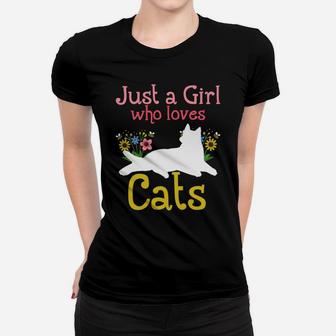Cat Just A Girl Who Loves Cats For Cat Lovers Sweatshirt Women T-shirt | Crazezy DE